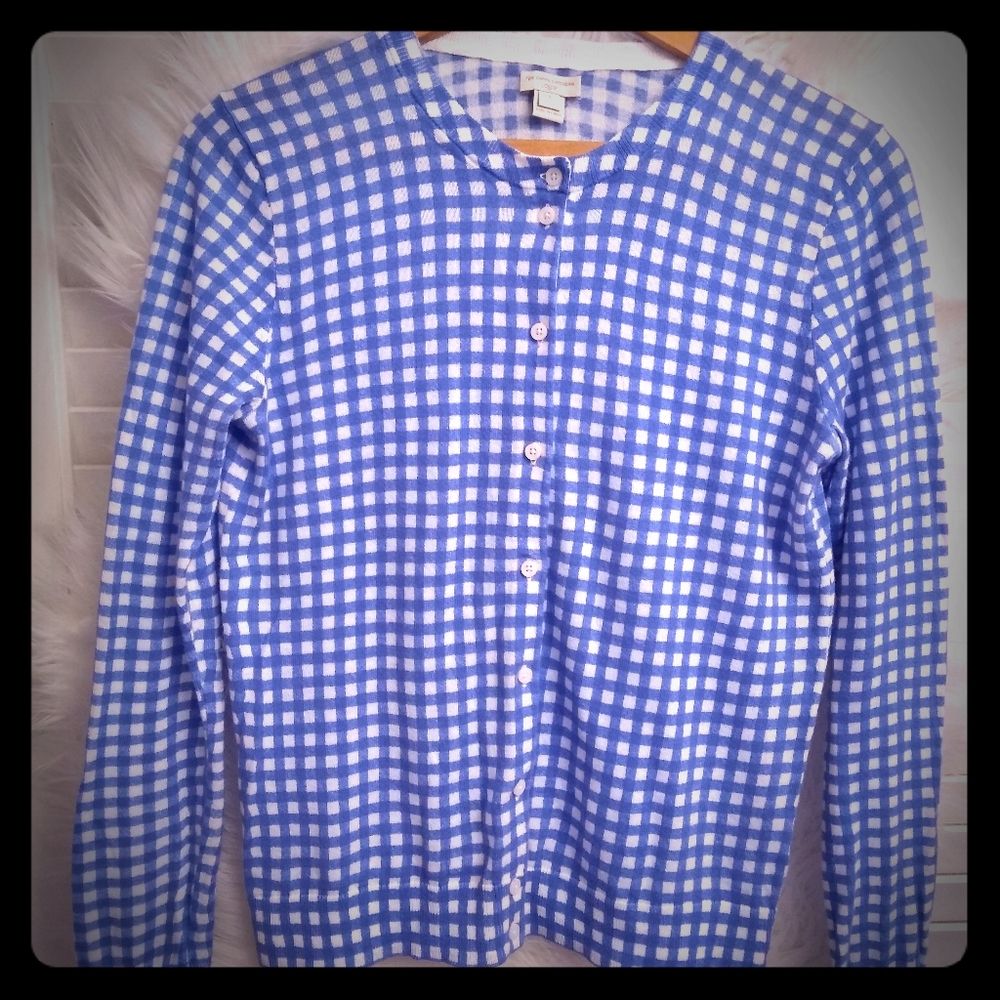 J Crew Caryn gingham cardigan